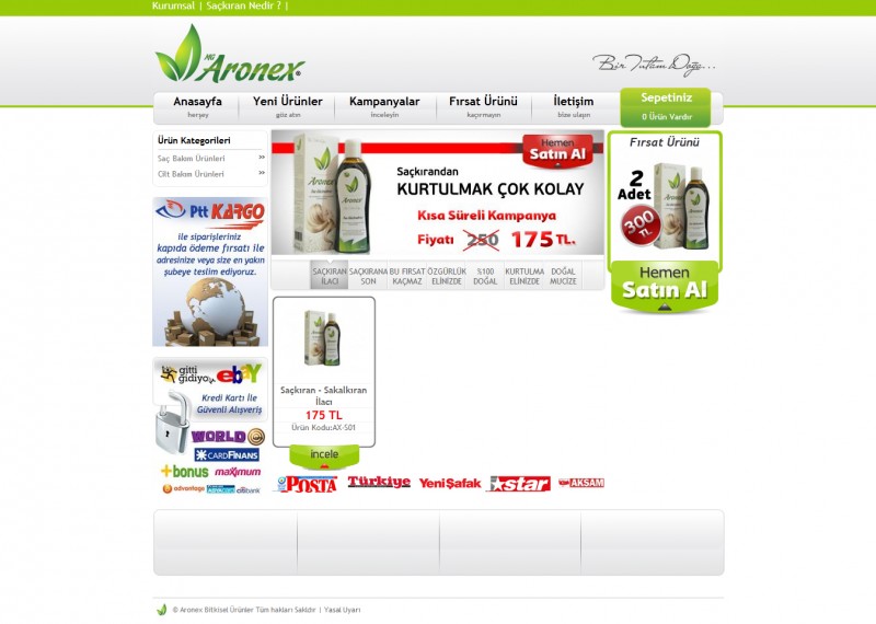 Aronex  Doğal Ürünler  E-Ticaret  web sitesi